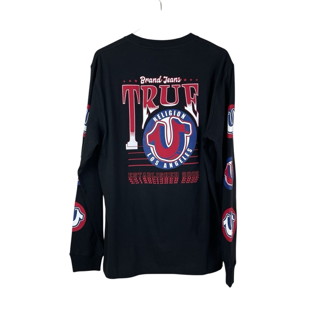 True Religion Double Sided Black Long Sleeve T-Shirt Men’s Size M NWT MSRP $69 - Picture 1 of 7